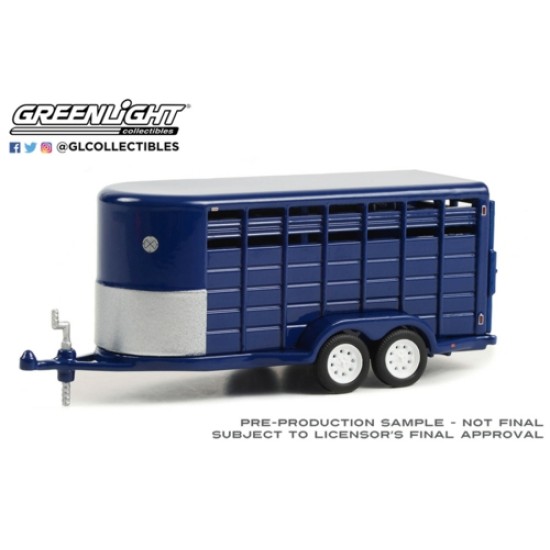 1/64 HITCH AND TOW TRAILERS 14-FOOT LIVESTOCK TRAILER DARK BLUE (HOBBY EXCLUSIVE)