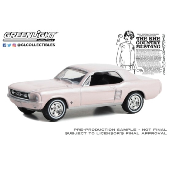 1/64 1967 FORD MUSTANG COUPE SHE COUNTRY SPECIAL BILL GOODRO FORD DENVER COLORADO BERMUDA SAND (HOBBY EXCLUSIVE)