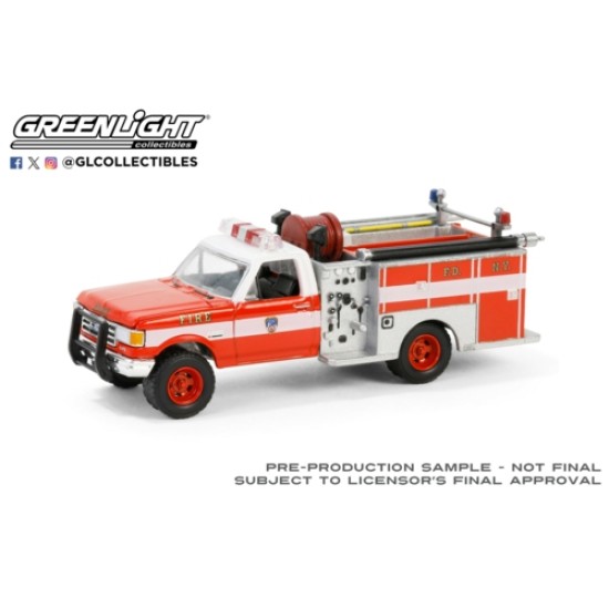 GL30550 - 1/64 FORD F-250 MINI PUMPER FIRE TRUCK 1987 - FDNY (THE OFFICIAL FIRE DEPARTMENT CITY OF NEW YORK) - 160TH ANNIVERSARY EDITION - HOBBY EXCLUSIVE