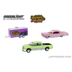 GL30555 - 1/64 HITCH AND TOW - 2014 RAM 1500 WITH 1964 CHEVROLET IMPALA LOWRIDER IN ENCLOSED HAULER - HISPANIC HERITAGE MONTH TRIBUTE - HOBBY EXCLUSIVE