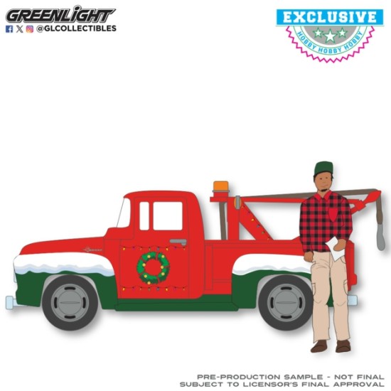 GL30564-B - 1/64 CHRISTMAS 2025 SERIES - LIMITED EDITION - FORD F-100 TOW TRUCK 1956 - WITH MECHANIC FIGURE (HOBBY EXCLUSIVE)