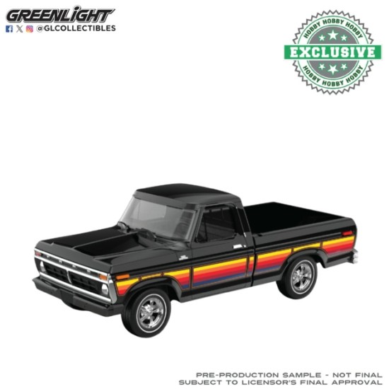 GL30571 - 1/64 FORD F-100 1977 - FREE WHEELING STRIPES EDITION - RAVEN BLACK - HOBBY EXCLUSIVE