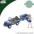 GL30594 - 1/64 HITCH AND TOW - WILLYS MB JEEP WITH CARGO TRAILER 1943 AND MILITARY PIN UP GIRL FIGURINE - AMERICA 250 EDITION - HOBBY EXCLUSIVE