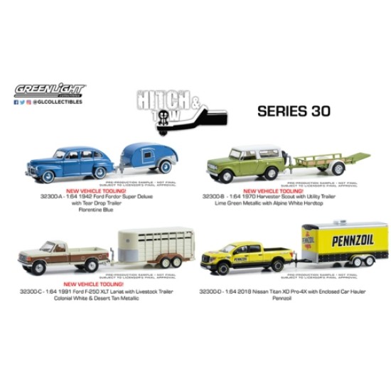GL32300 - 1/64 HITCH AND TOW SERIES 30 (4 CAR SET)