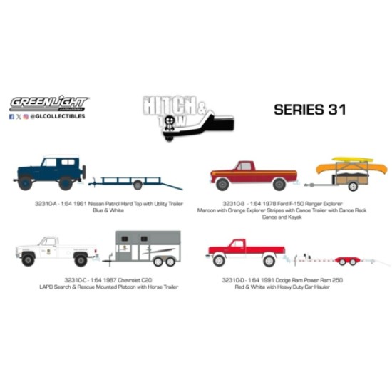 GL32310 - 1/64 HITCH AND TOW SERIES 31 (4 X 2 CAR SET)