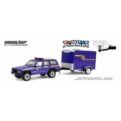 1/64 HOT PURSUIT HITCH AND TOW 2001 JEEP CHEROKEE WITH CARGO TRAILER 32315-B 1/64 HOT PURSUIT HITCH AND TOW 2001 JEEP CHEROKEE WITH CARGO TRAILER 32315-B