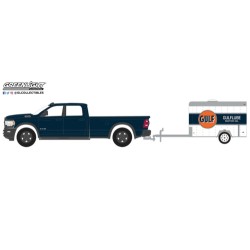 GL32290-D - 1/64 HITCH AND TOW SERIES 29 - 2023 RAM 2500 - GULF OIL WITH SMALL GULFLUBE MOTOR OIL CARGO TRAILER SOLID PACK