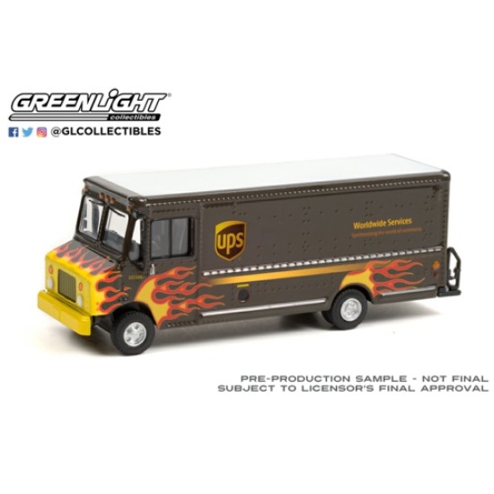 1/64 H.D. TRUCKS SERIES 21 - 2019 PACKAGE CAR UPS WORLDWIDE SERVICES WITH FLAMES