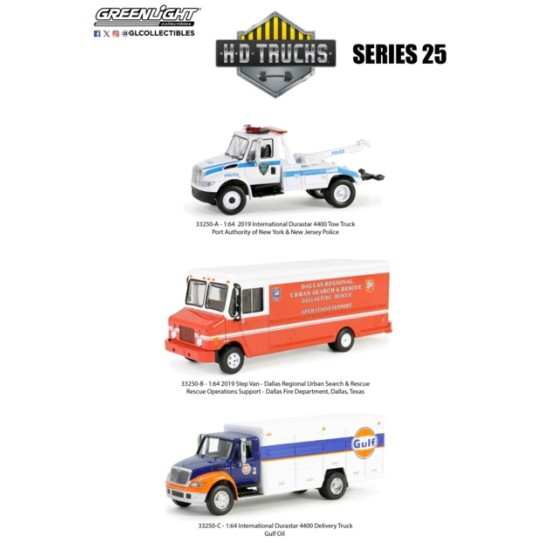 GL33250 - 1/64 H.D. TRUCKS SERIES 25 ASSORTMENT (3-VEHICLE SET) 6 PCS ASST