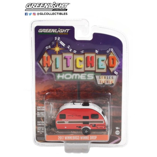 1/64 HITCHED HOMES SERIES 11 2017 WINNEAGO WINNE DROP RED WITH WOOD GRAIN PANELING