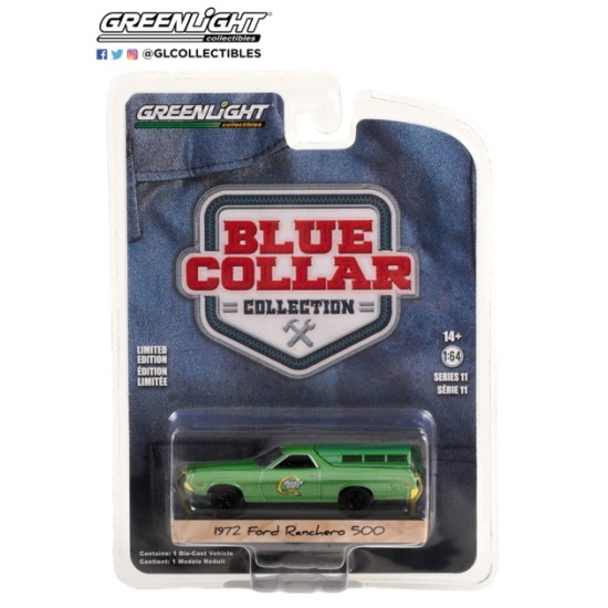 1/64 BLUE COLLAR COLLECTION SERIES 11 1972 FORD RANCHERO 500 WITH CAMPER SHELL QUAKER STATE