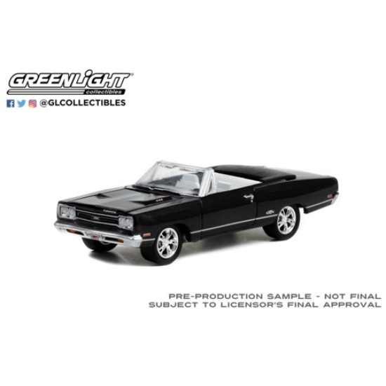 1/64 BARRETT-JACKSON 'SCOTTSDALE EDITION' SERIES 9 1969 PLYMOUTH GTX CONVERTIBLE (LOT NO.1370.1) BLACK WITH WHITE INTERIOR