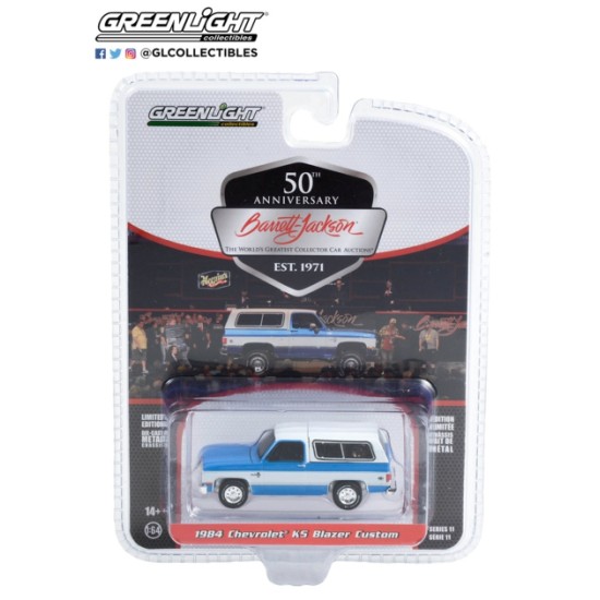 1/64 BARRETT-JACKSON 'SCOTTSDALE EDITION' SERIES 11 1984 CHEVROLET K5 BLAZER CUSTOM (LOT NO.534) BLUE AND WHITE