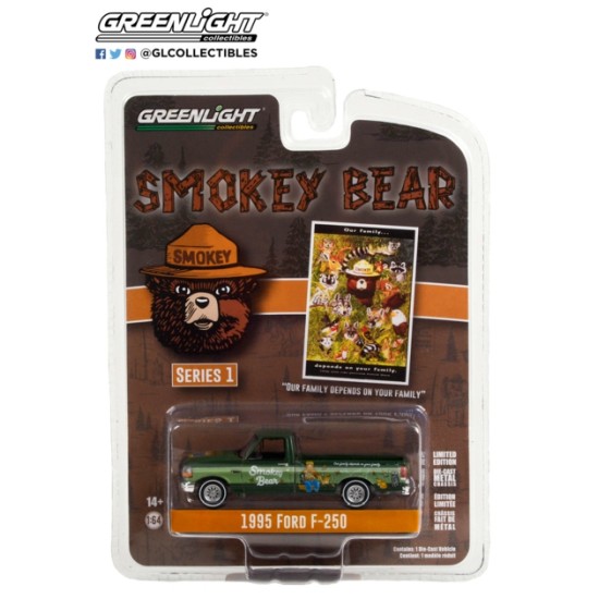 1/64 SMOKEY BEAR SERIES 1 1995 FORD F-250 OUR FAMILY DEPENDS ON YOUR FAMILY