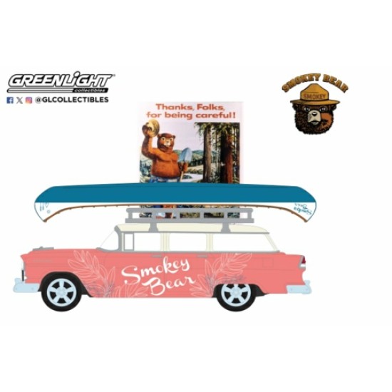 GL38070-A - 1/64 SMOKEY BEAR SERIES 4 - 1955 CHEVROLET TWO-TEN TRADESMAN WITH ROOF RACK AND CANOE - THANKS, FOLKS FOR BEING CAREFUL!