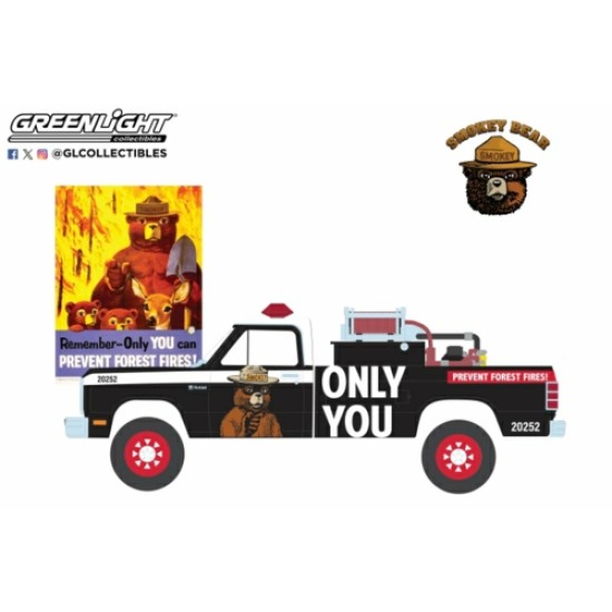 GL38070-E - 1/64 SMOKEY BEAR SERIES 4 - 1987 DODGE RAM D250 WITH FIRE EQUIPMENT, HOSE AND TANK - REMEMBER, ONLY YOU CAN PREVENT FOREST FIRES!