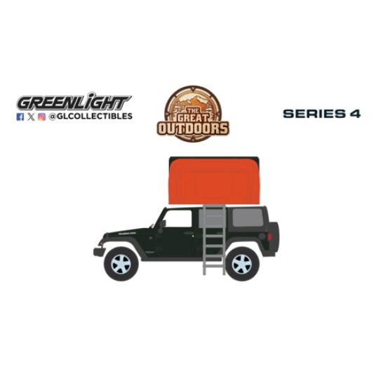 GL38080-F - 1/64 THE GREAT OUTDOORS SERIES 4 -  2008 JEEP WRANGLER UNLIMITED RUBICON - DARK CHARCOAL WITH MODERN ROOFTOP CAMPER