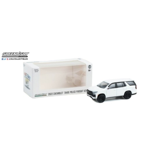 1/64 HOT PURSUIT 2022 CHEVROLET TAHOE (PPV) WHITE (HOBBY EXCLUSIVE)