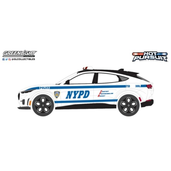 GL43030-F - 1/64 HOT PURSUIT SERIES 45 - 2022 FORD MUSTANG MACH-E GT - NEW YORK CITY POLICE DEPT (NYPD) SOLID PACK