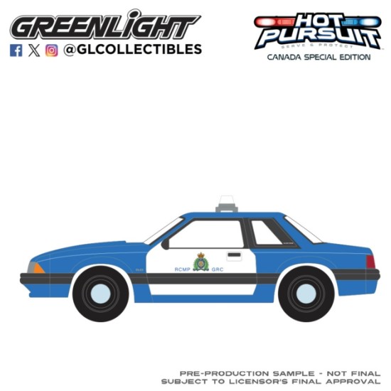 GL43065-A - 1/64 HOT PURSUIT - CANADA SPECIAL EDITION - MUSTANG 1991 - ROYAL CANADIAN MOUNTED POLICE (RCMP) GL43065-A - 1/64 HOT PURSUIT - CANADA SPECIAL EDITION - MUSTANG 1991 - ROYAL CANADIAN MOUNTED POLICE (RCMP)