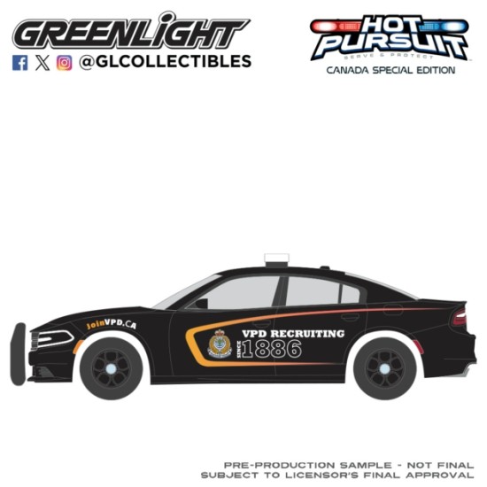GL43065-C - 1/64 HOT PURSUIT - CANADA SPECIAL EDITION - DODGE CHARGER 2018 - VANCOUVER RECRUITMENT GL43065-C - 1/64 HOT PURSUIT - CANADA SPECIAL EDITION - DODGE CHARGER 2018 - VANCOUVER RECRUITMENT