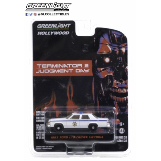 1/64 HOLLYWOOD SERIES 32 - TERMINATOR 2 (1991) 1983 FORD LTD CROWN VICTORIA POLICE