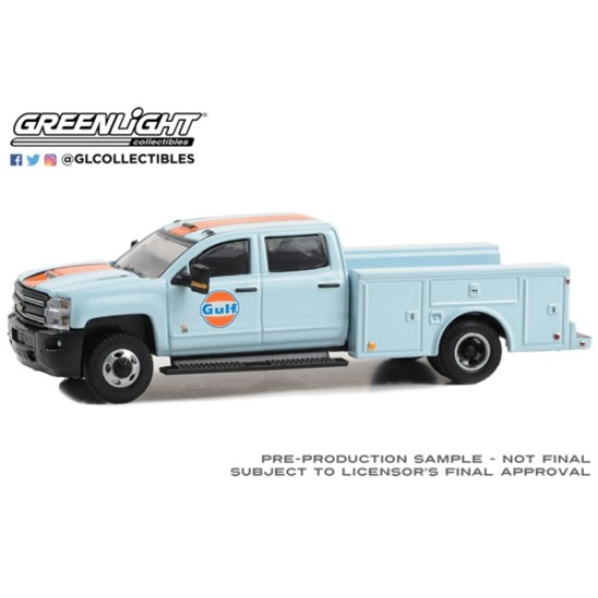 1/64 DUALLY DRIVERS 2018 CHEVROLET 3500HD DUALLY SERVICE TRUCK GULF OIL 46130-C
