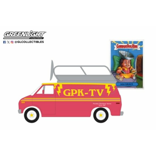 GL54110-D - 1/64 GARBAGE PAIL KIDS SERIES 7 - DISH GRACE - 1976 DODGE B-100 WITH ROOF MOUNTED SATELLITE DISH SOLID PACK