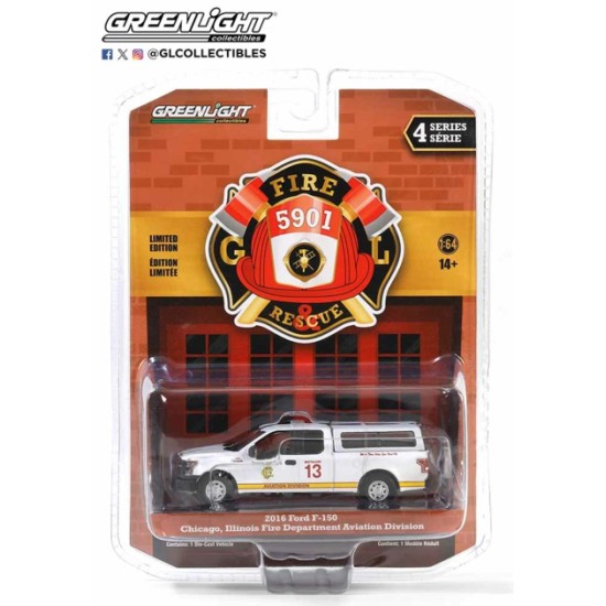 1/64 FIRE AND RESCUE SERIES 4 - 2016 FORD F-150 CHICAGO FIRE DEPT AVIATION DIV CHICAGO ILLINOIS