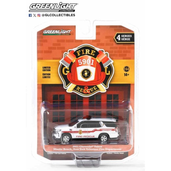 1/64 FIRE AND RESCUE SERIES 4 - 2021 CHEVROLET TAHOE MASTIC BEACH FIRE RESCUE CHIEF LONG ISLAND NEW YORK