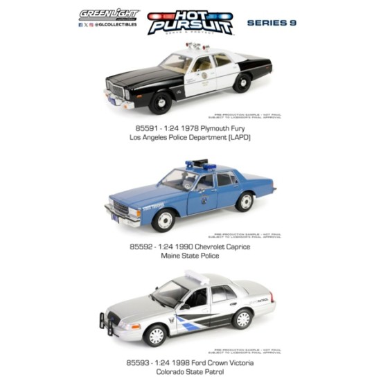 GL85590 - 1/24 HOT PURSUIT SERIES 9 ASSORTMENT (85591/85592/85593) 6PCS ASST