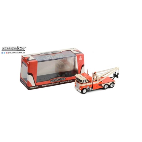 1/43 1984 FREIGHTLINER FLA 9664 TOW TRUCK ORANGE/WHITE AND BROWN - DAMAGED MODEL