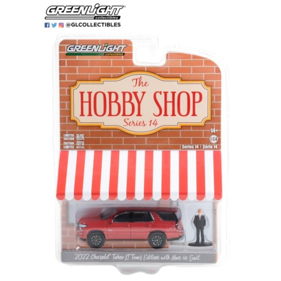 1/64 THE HOBBY SHOP SERIES 14 2022 CHEVROLET TAHOE LT TEXAS EDITION WITH MAN IN SUIT