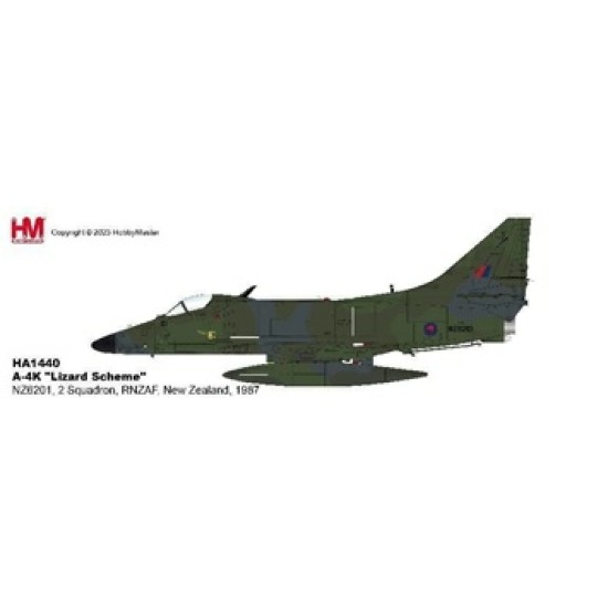 HA1440 - 1/72 A-4K LIZARD SCHEME NZ6201, 2 SQUADRON, RNZAF, NEW ZEALAND, 1987