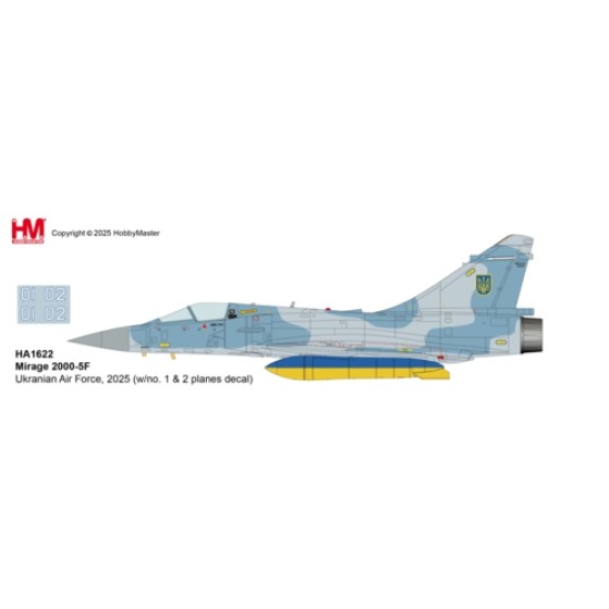 HA1622 - 1/72 MIRAGE 2000-5F - UKRANIAN AIR FORCE, 2025 (WITH NO. 1 AND 2 PLANES DECAL) HA1622 - 1/72 MIRAGE 2000-5F - UKRANIAN AIR FORCE, 2025 (WITH NO. 1 AND 2 PLANES DECAL)