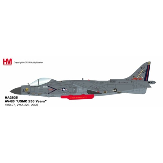 HA2635 - 1/72 AV-8B - USMC 250 YEARS - 165427, VMA-223, 2025 HA2635 - 1/72 AV-8B - USMC 250 YEARS - 165427, VMA-223, 2025