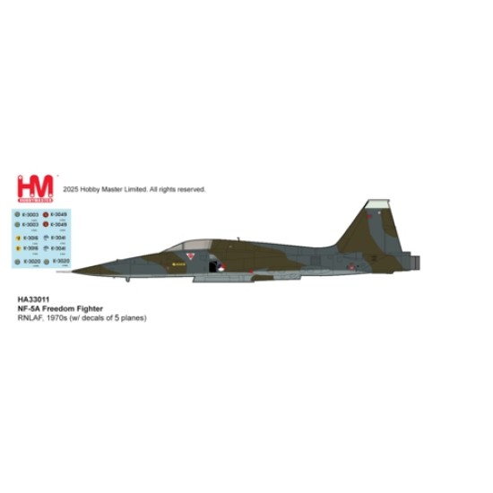 HA33011 - 1/72 NF-5A FREEDOM FIGHTER - RNLAF, 1970S (WITH DECAL FOR 5 PLANES) HA33011 - 1/72 NF-5A FREEDOM FIGHTER - RNLAF, 1970S (WITH DECAL FOR 5 PLANES)