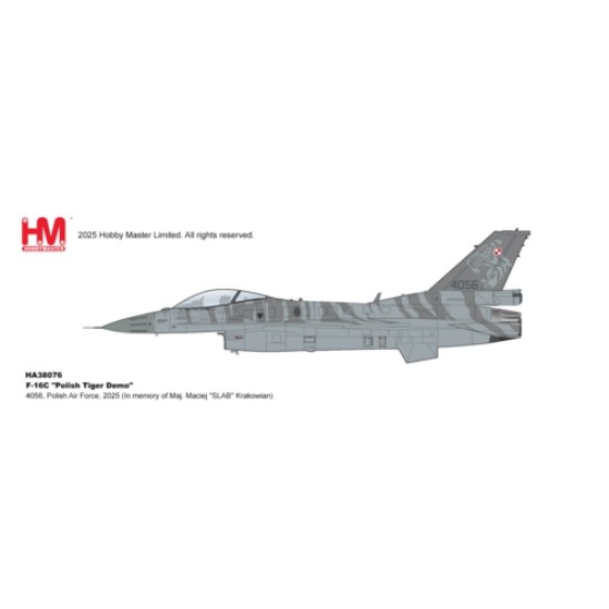 HA38072 - 1/72 F-16C MAJ. MACIEJ - SLAB KRAKOWIAN - 4052, POLISH AIR FORCE, 2025 HA38072 - 1/72 F-16C MAJ. MACIEJ - SLAB KRAKOWIAN - 4052, POLISH AIR FORCE, 2025