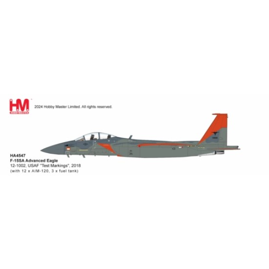 HA4547 - 1/72 F-15SA ADVANCED EAGLE 12-1002, USAF TEST MARKINGS, 2018 (WITH 12 X AIM-120, 3 X FUEL TANK)