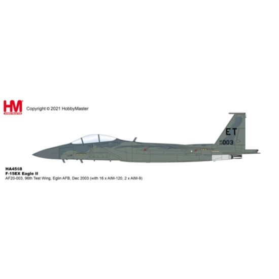 HA4568 - 1/72 F-15EX EAGLE II, AF20-003, 96TH TEST WING, EGLIN AFB, DEC 2023 (W/16 X AIM-120, 2 X AIM-9) HA4568 - 1/72 F-15EX EAGLE II, AF20-003, 96TH TEST WING, EGLIN AFB, DEC 2023 (W/16 X AIM-120, 2 X AIM-9)