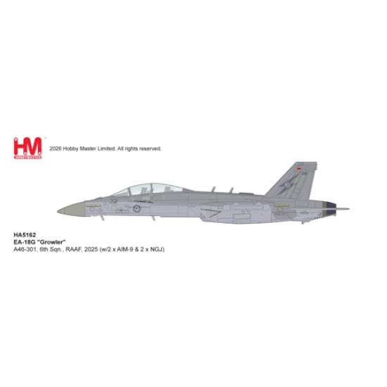 HA5162 - 1/72 EA-18G GROWLER - A46-301, 6TH SQN., RAAF, 2025 (W/2 X AIM-9 AND 2 X NGJ)
