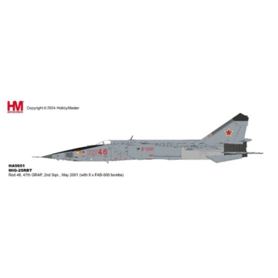 1/72 MIG-25RBT RED 46, 47TH GRAP, 2ND SQN, MAY 2001 (WITH 8 X FAB-500 BOMBS)