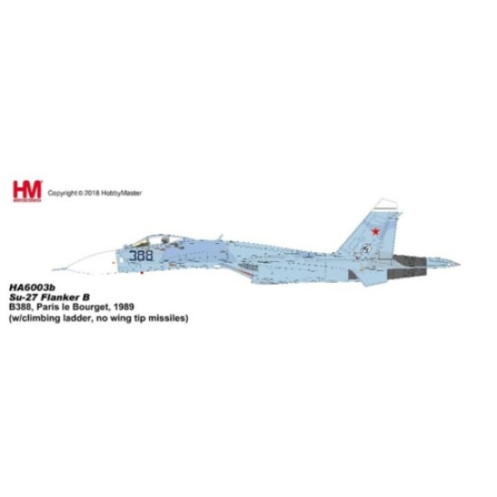1/72 SU-27 FLANKER B B388, PARIS LE BOURGET, 1989 (W/CLIMBING LADDER, NO WING TIP MISSILES)