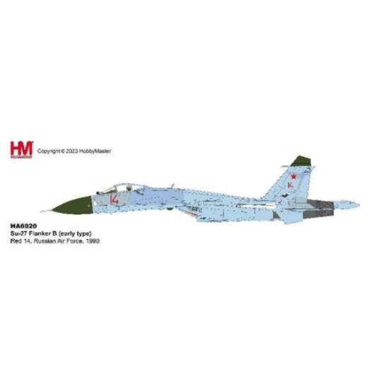 HA6020 - 1/72 SU-27 FLANKER B (EARLY TYPE) RED 14, RUSSIAN AIR FORCE, 1990