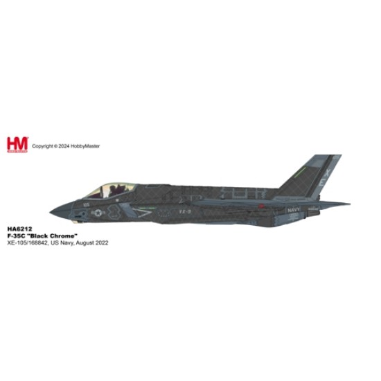 HA6212 - 1/72 F-35C BLACK CHROME XE-105/168842, US NAVY, AUGUST 2022