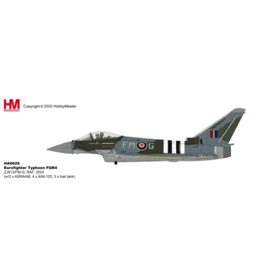 HA6626CR - 1/72 EUROFIGHTER TYPHOON FGR4 ZJ913/FM-G, RAF, 2024 (WITH 2 X ASRAAM, 4 X AIM-120, 3 X FUEL TANK)