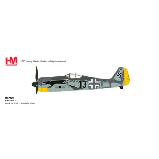 HA7429 - 1/48 FW 190A-3 BLACK 13, 8/JG.2, LUFTWAFFEWWII