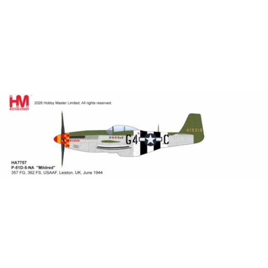 HA7757 - 1/48 P-51D-5-NA - MILDRED - 357 FG, 362 FS, USAAF, LEISTON, UK, JUNE 1944 HA7757 - 1/48 P-51D-5-NA - MILDRED - 357 FG, 362 FS, USAAF, LEISTON, UK, JUNE 1944