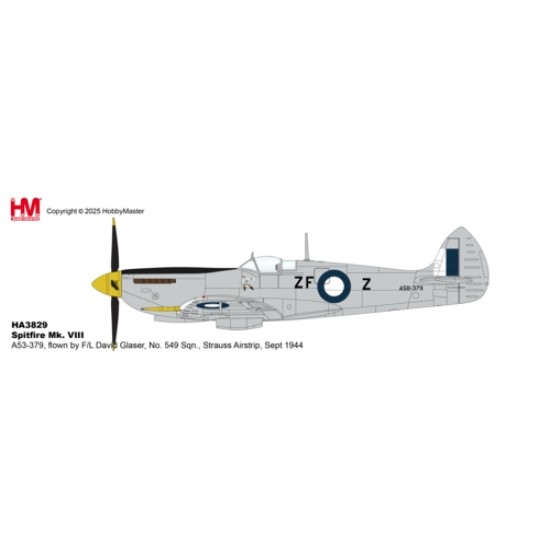 HA8329 - 1/48 SPITFIRE MK. VIII, A53-379, FLOWN BY F/L DAVID GLASER, NO. 549 SQN., STRAUSS AIRSTRIP, SEPT 1944 HA8329 - 1/48 SPITFIRE MK. VIII, A53-379, FLOWN BY F/L DAVID GLASER, NO. 549 SQN., STRAUSS AIRSTRIP, SEPT 1944