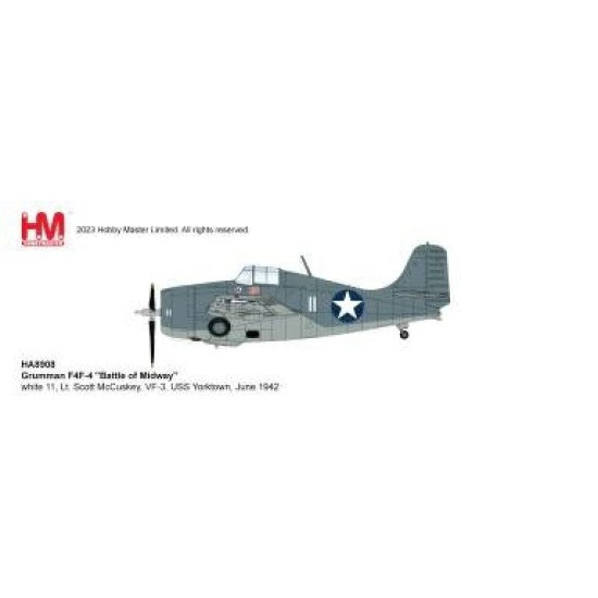 HA8908 - 1/48 GRUMMAN F4F-4 BATTLE OF MIDWAY, WHITE 11, LT. SCOTT MCCUSKEY, VF-3,  USS YORKTOWN, JUNE 1942